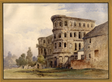 Aquarellzeichnung der Porta Nigra von W. Scott